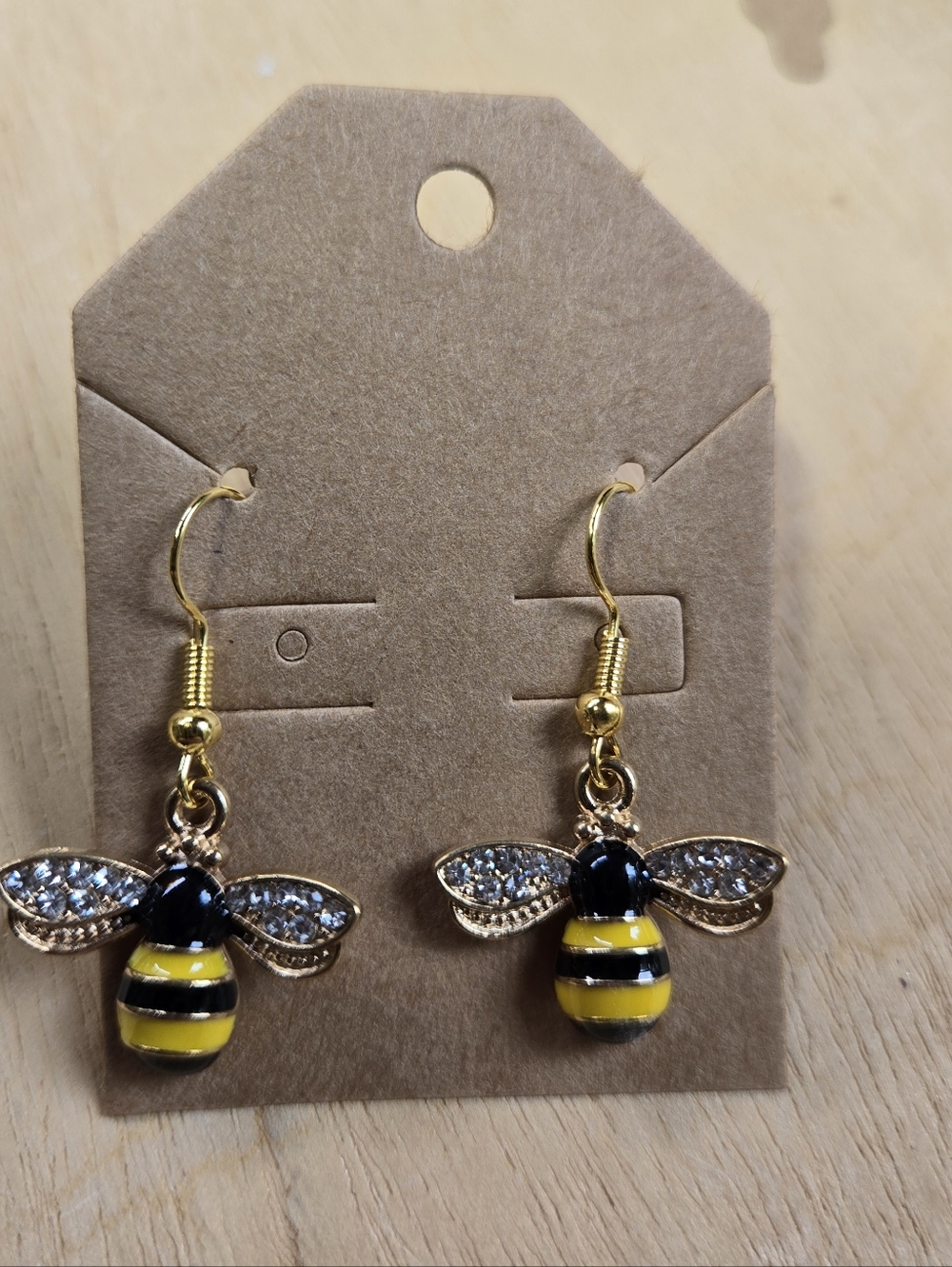 Handmade Sparkly Bee Dangle Earrings